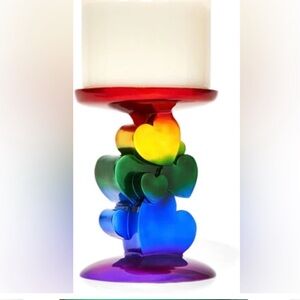 Rainbow Heart Pedestal | 3 Wick Candle Holder | (Candle not Included)